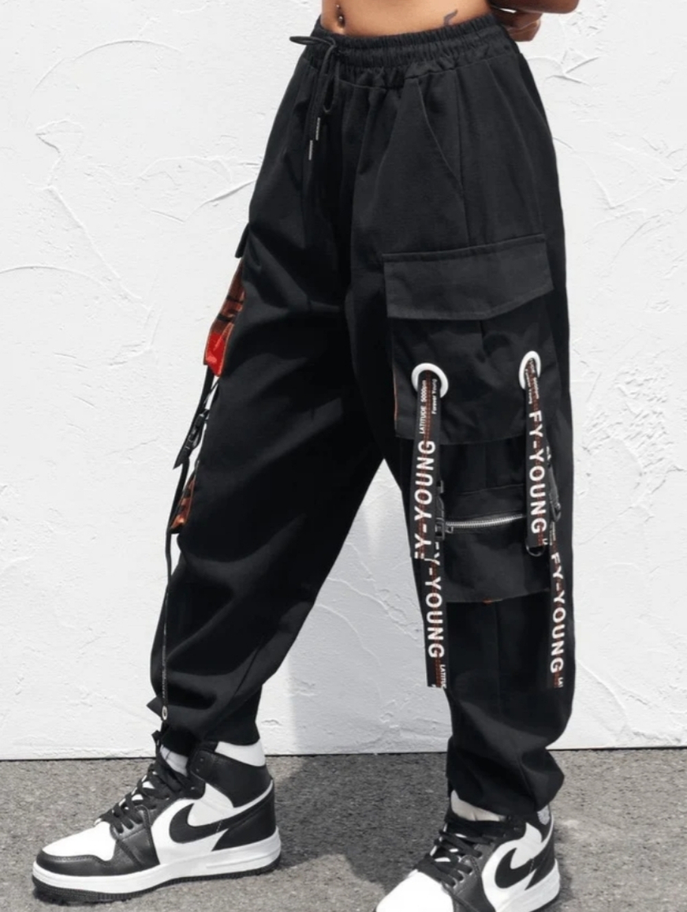NWOT Letter Strap Detail Cargo Pants Unisex - Picture 3 of 7